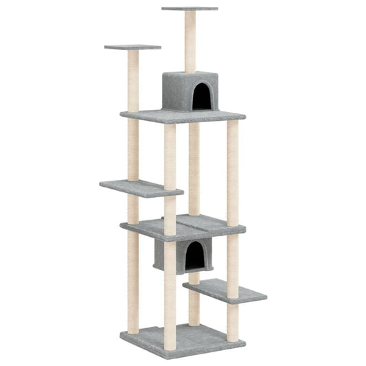 Vidaxl Rascador Para Gatos Con Postes De Sisal Gris Claro 176 Cm_0