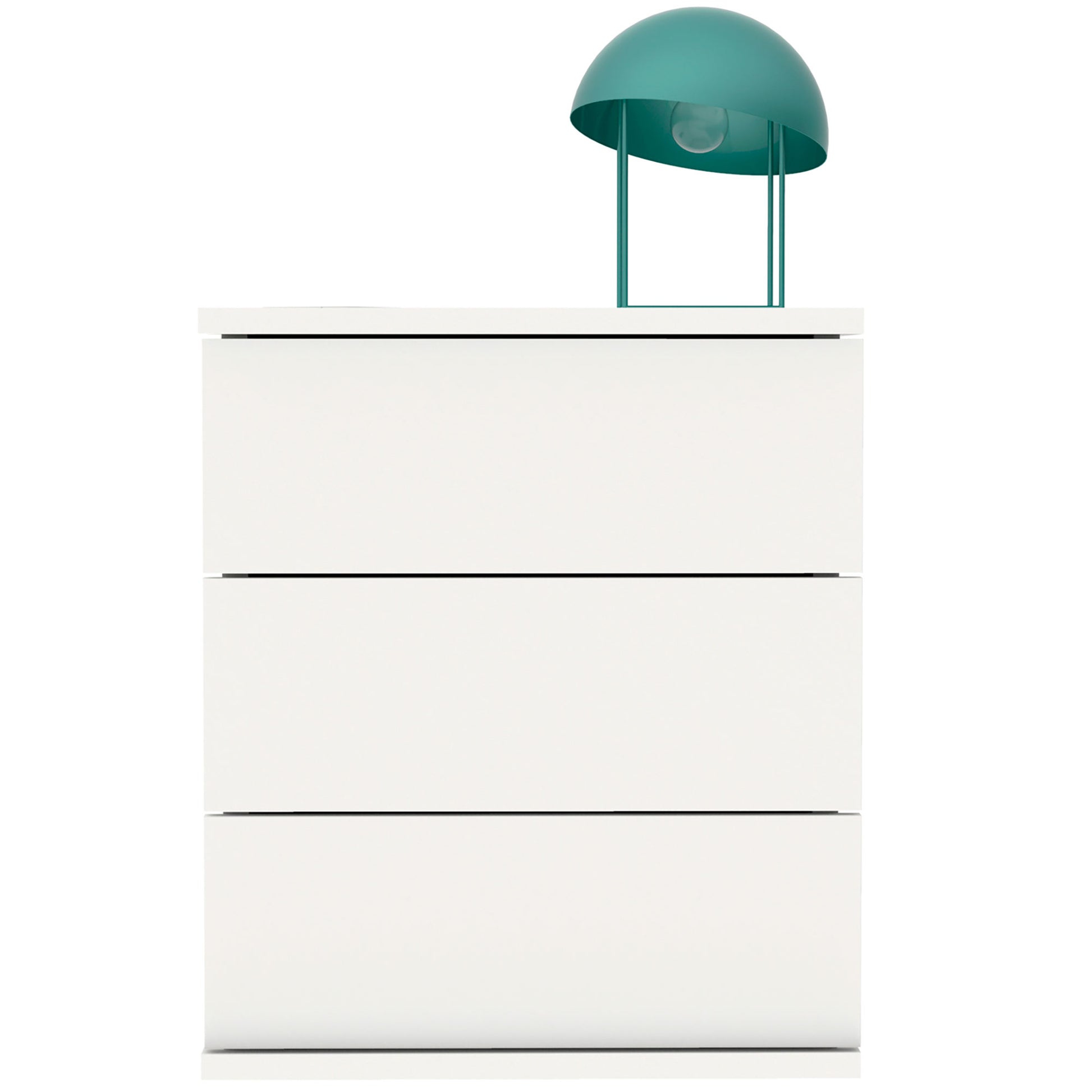 Mesita De Noche 3 Cajones, Mesilla Dormitorio Cajonera 48,5x41x40 Cm (alto X Ancho X Profundo), Briebe, Serenade, Blanco