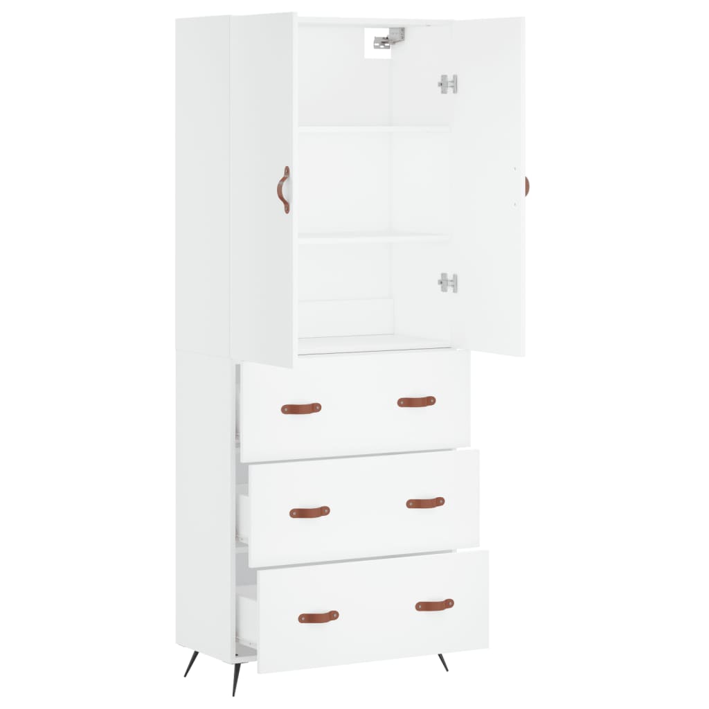 Aparador Alto Madera Contrachapada Blanco 69,5x34x180 Cm_3