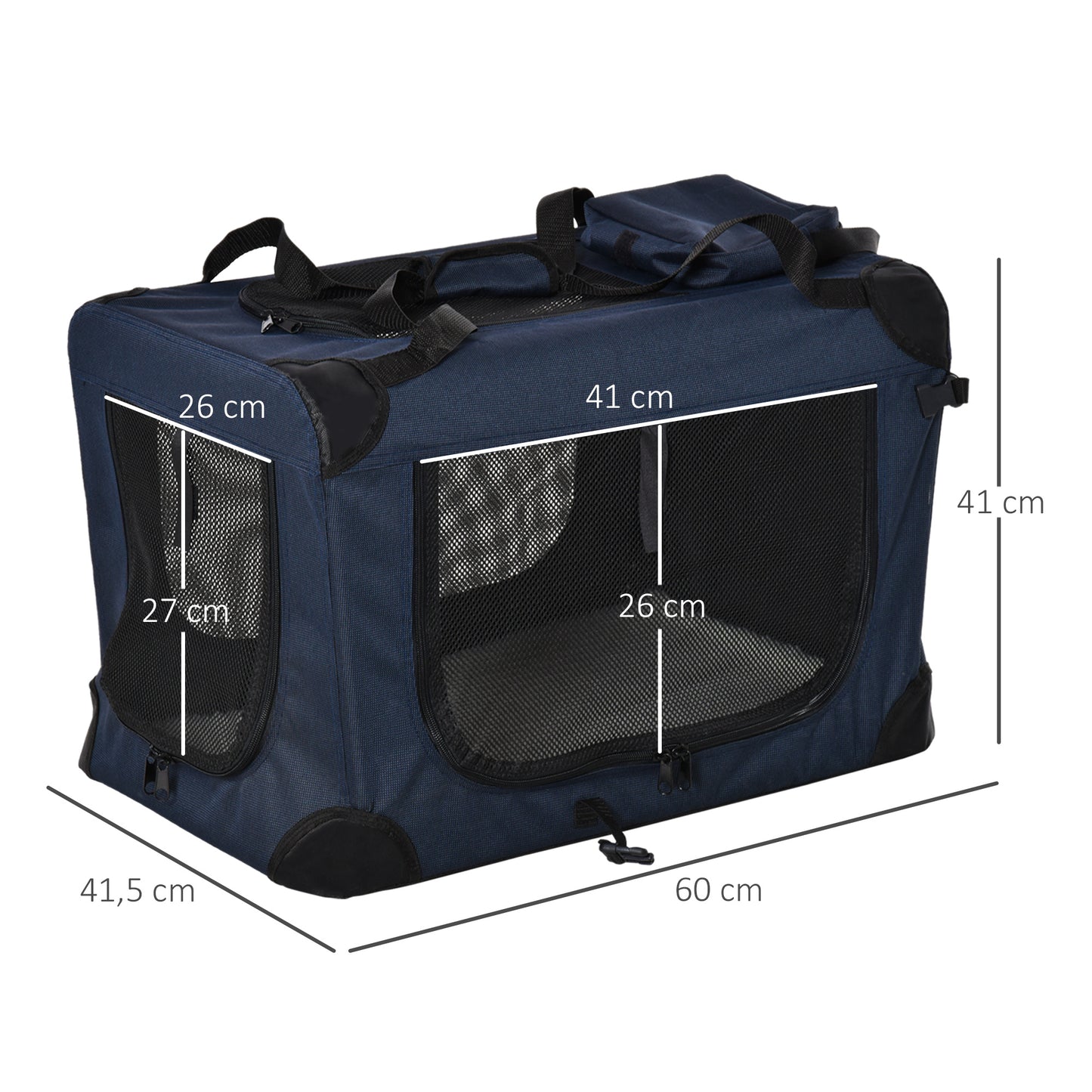 Pawhut Transportín Perro Gato Transpirable Con 3 Puertas Ventana De Malla_2