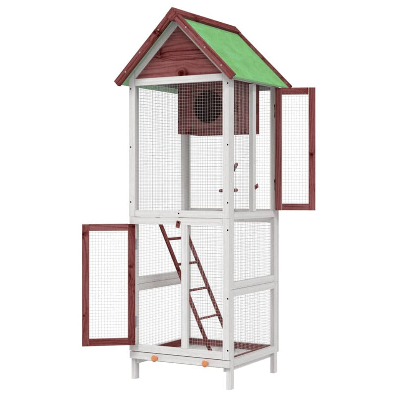 Vidaxl Casita Para Pájaros Madera Maciza Pino Color Moca 60x58,5x160cm_5