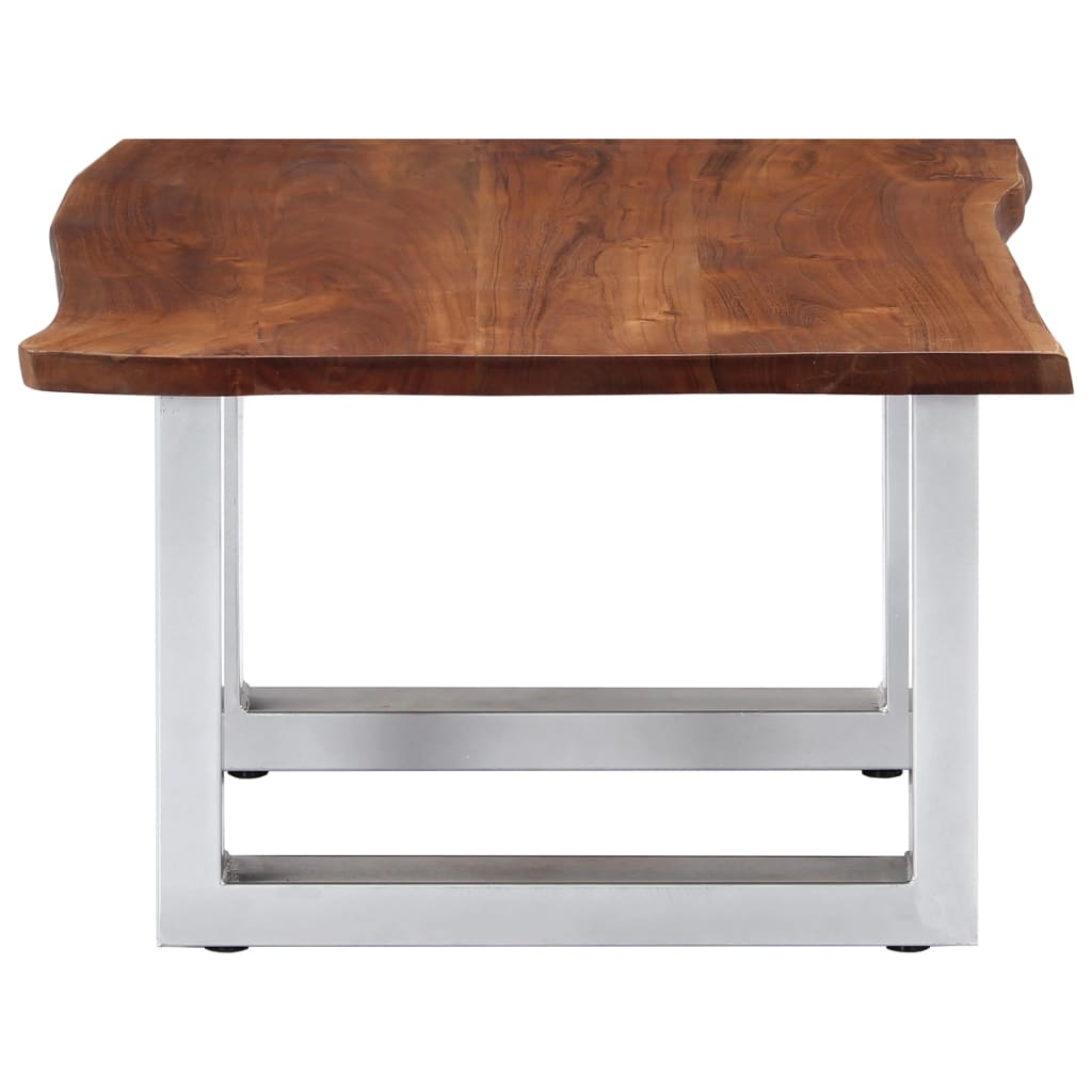Mesa De Centro Borde Natural Madera Maciza Acacia 60x60x40 Cm_1