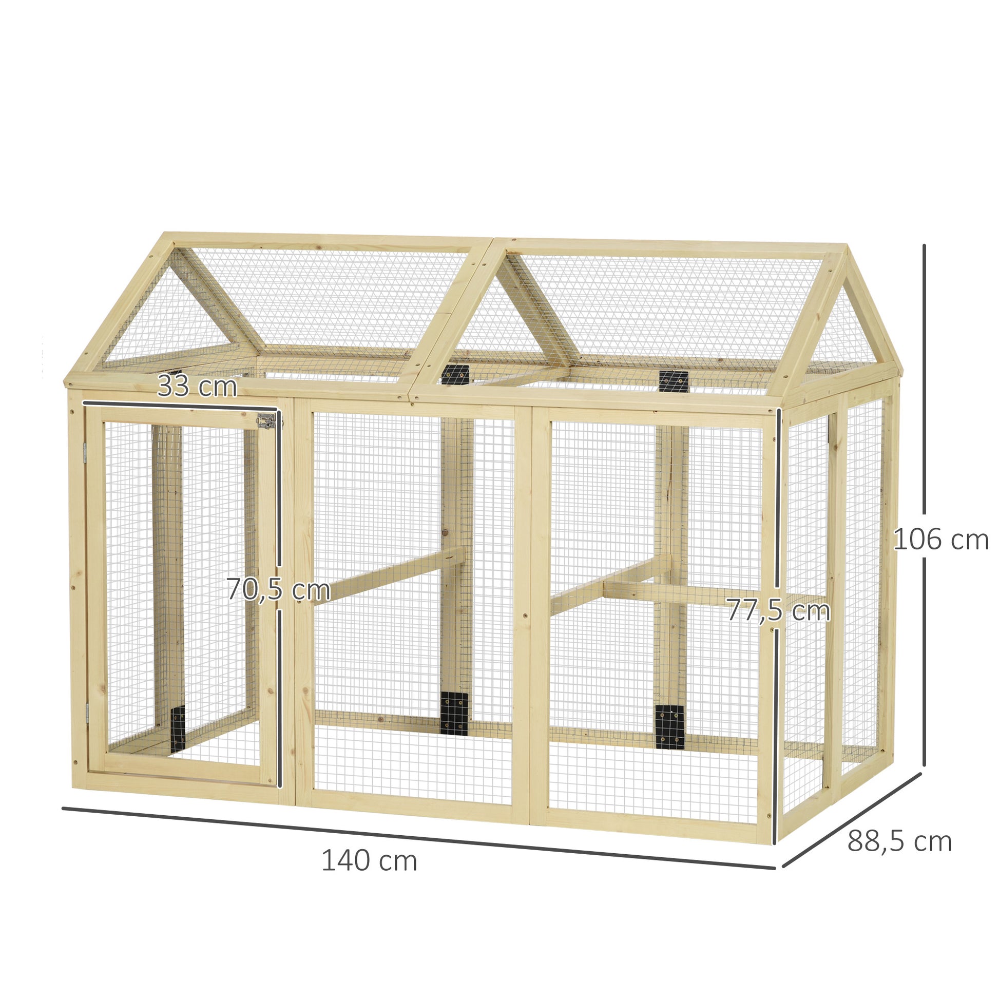 Pawhut Gallinero Para Exterior 140x88,5x106 Cm Para 1-3 Gallinas Madera Natural_2