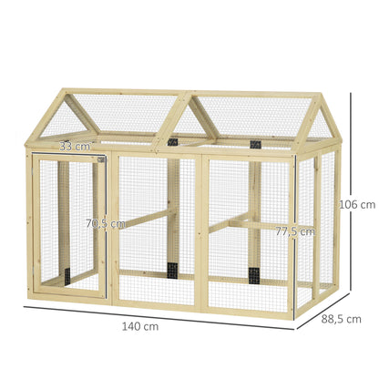 Pawhut Gallinero Para Exterior 140x88,5x106 Cm Para 1-3 Gallinas Madera Natural_2