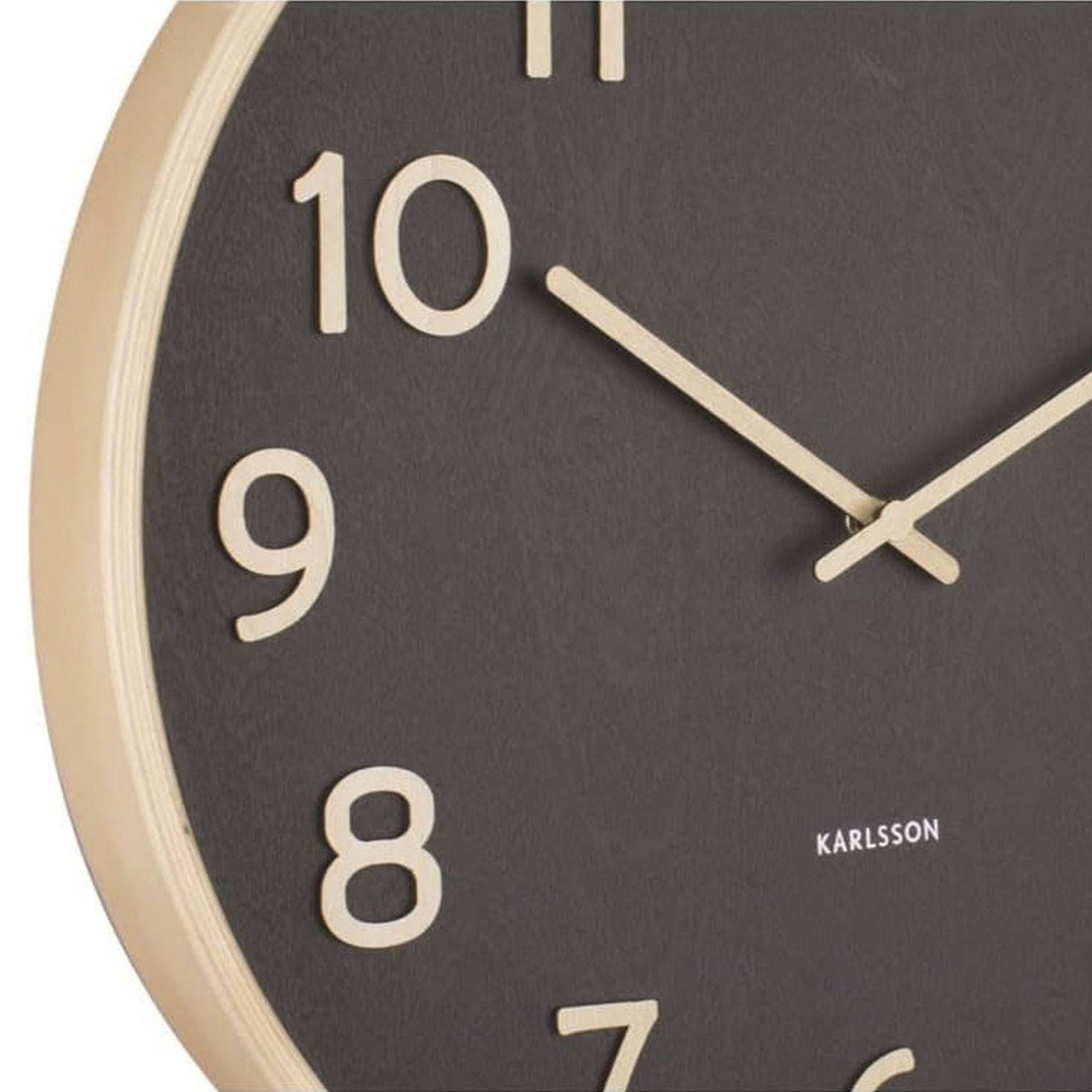 Well Home Reloj De Pared De Madera Aspecto Moderno Color Marrón Oscuro Ø38x5 Cm_4