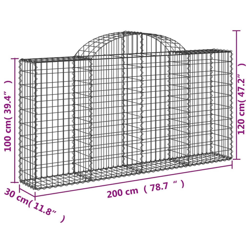 Cestas Gaviones 15 Uds Forma De Arco Hierro 200x30x100/120 Cm_5
