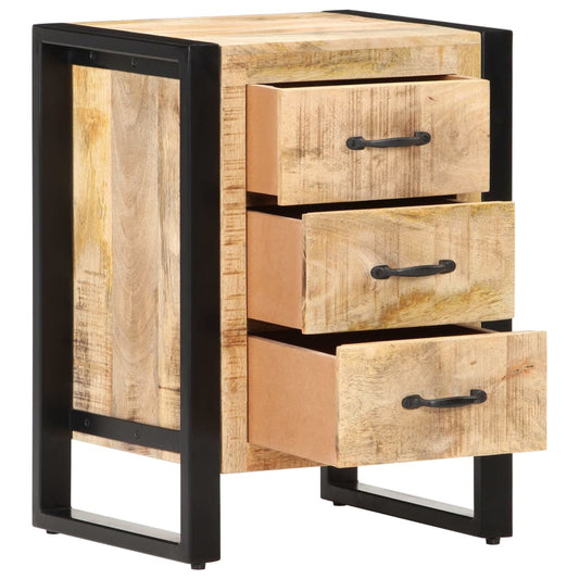 Mesita De Noche De Madera Maciza De Mango 40x35x55 Cm_0