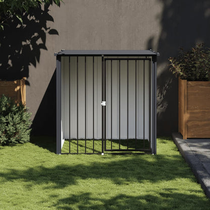 Vidaxl Caseta Perros Con Tejado Acero Galvanizado Negro 110x103x109 Cm_1