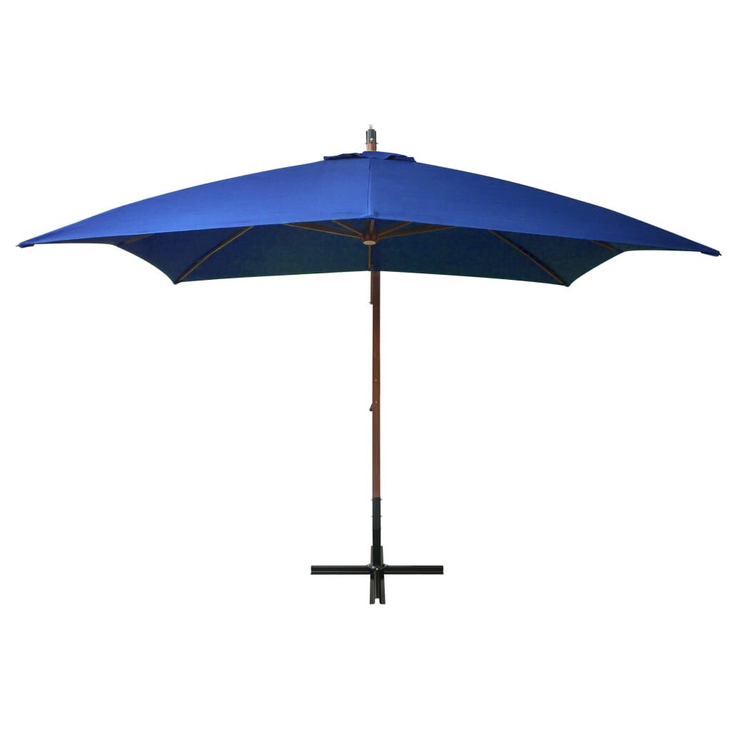 Vidaxl Sombrilla Jardín Colgante Con Palo Madera Abeto Celeste 3x3 M_1