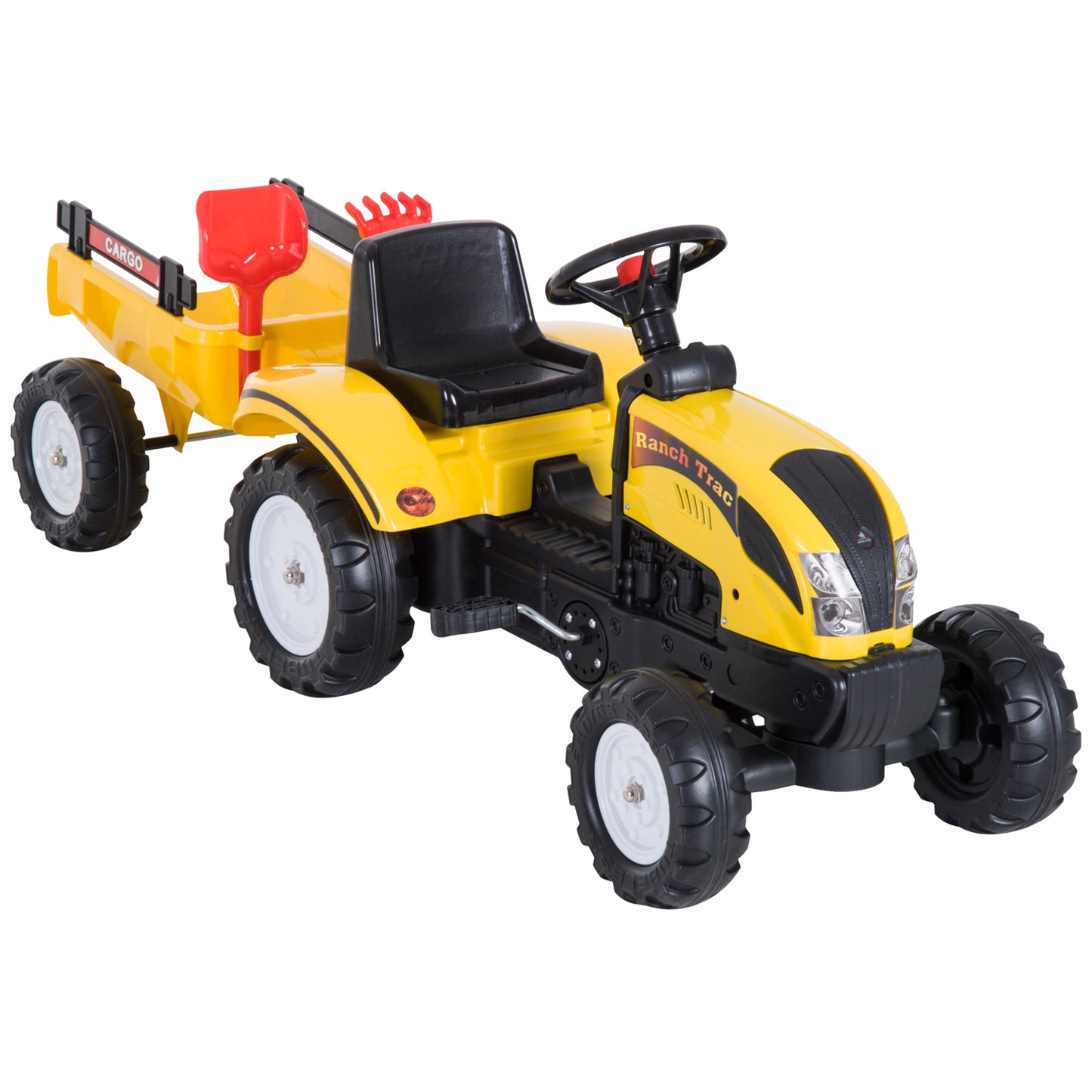 Homcom Tractor Pedal Con Remolque Para Niños 3 Años Juguete De Montar Coche_0