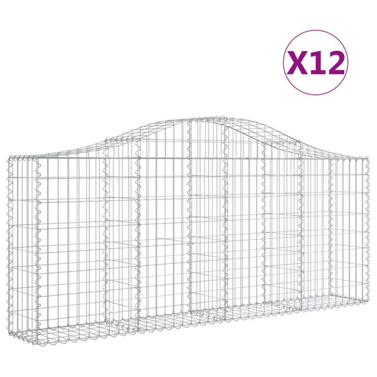Cestas De Gaviones 12 Uds Forma De Arco Hierro 200x30x80/100 Cm_0