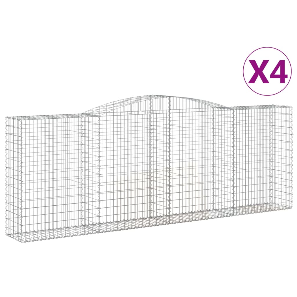 Cestas Gaviones 4 Uds Forma De Arco Hierro 400x50x140/160 Cm_0