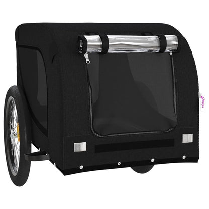 Vidaxl Remolque De Bicicleta Mascotas Hierro Tela Oxford Negro_3