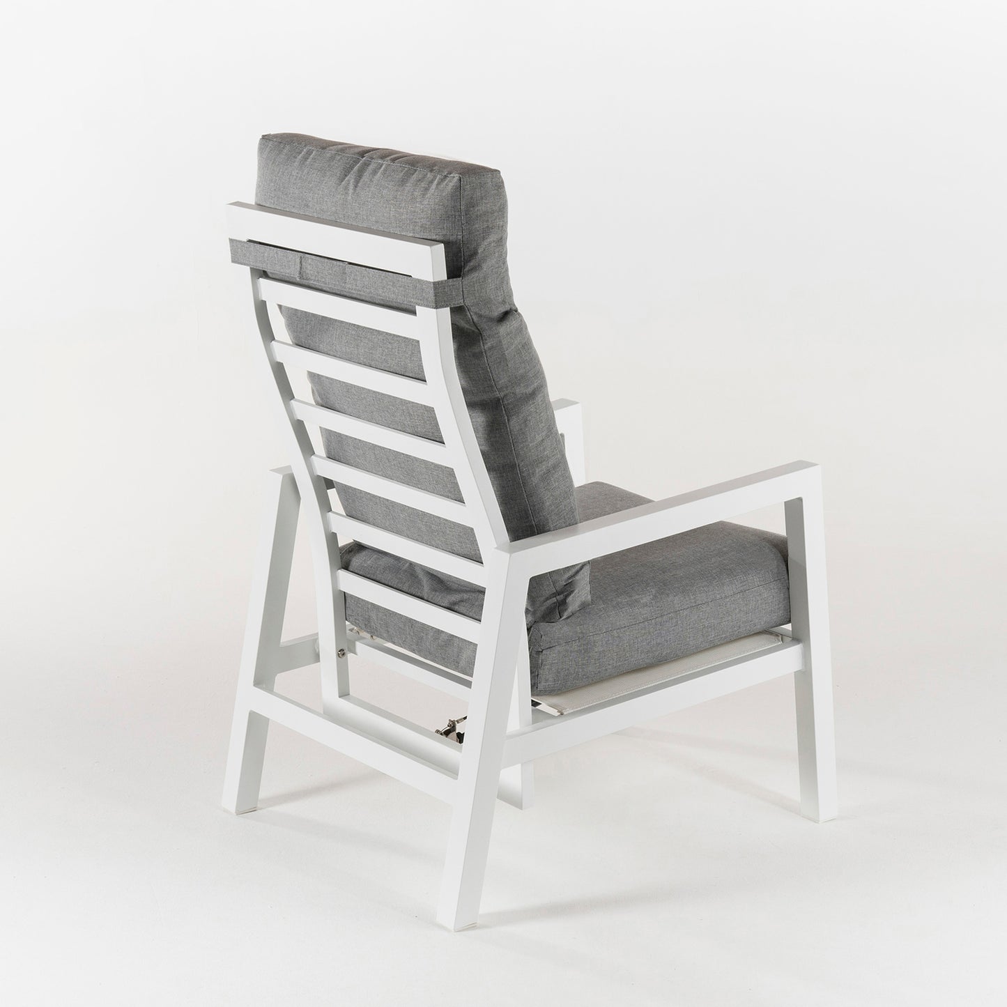Pack 2 Sillones De Jardín Reclinable Con Sistema Hidráulico, Aluminio Reforzado Color Blanco, Altura Sillón 112 Cm_3