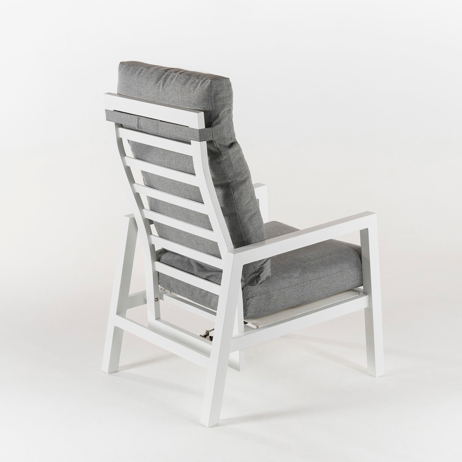Pack 2 Sillones De Jardín Reclinable Con Sistema Hidráulico, Aluminio Reforzado Color Blanco, Altura Sillón 112 Cm_3
