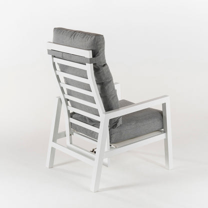 Pack 2 Sillones De Jardín Reclinable Con Sistema Hidráulico, Aluminio Reforzado Color Blanco, Altura Sillón 112 Cm_3
