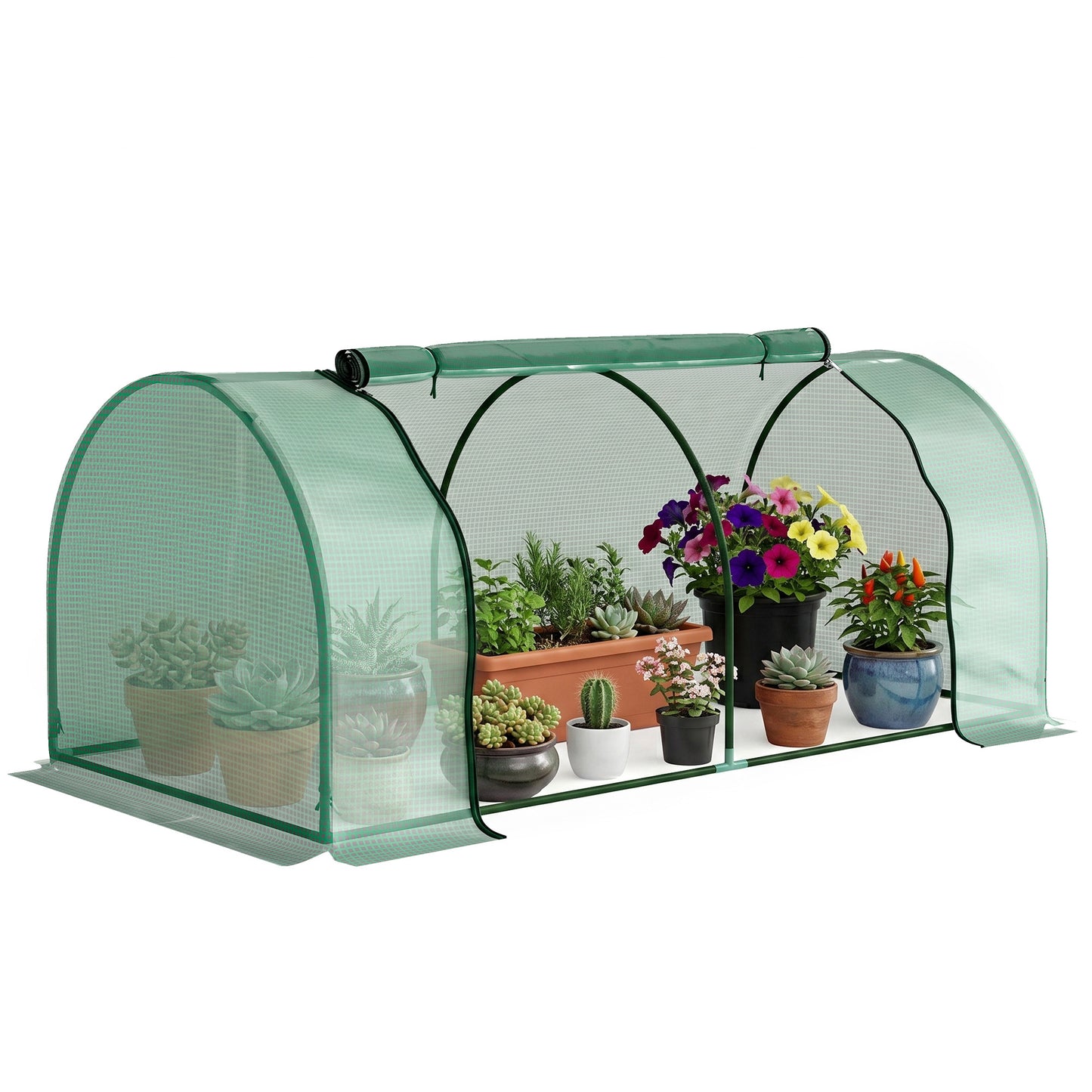 Outsunny Mini Invernadero 200x100x80 Cm Para Jardín Cultivo De Plantas Verde_0