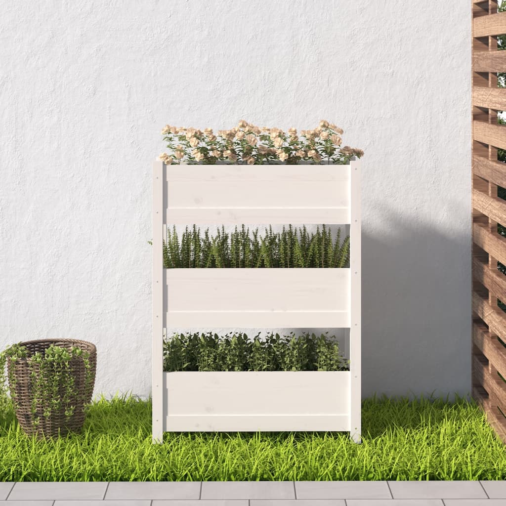 Jardinera De Madera Maciza De Pino Blanco 77x25x104,5 Cm_2