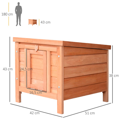Pawhut Conejera Madera Exterior Con Techo Asfáltico Abatible 42x51x43 Cm Natural_2