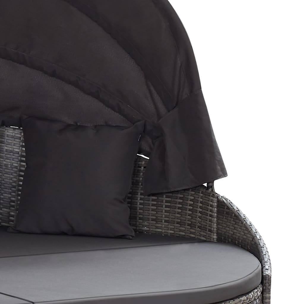 Vidaxl Tumbona De Jardín Con Dosel De Ratán Sintético Gris_5