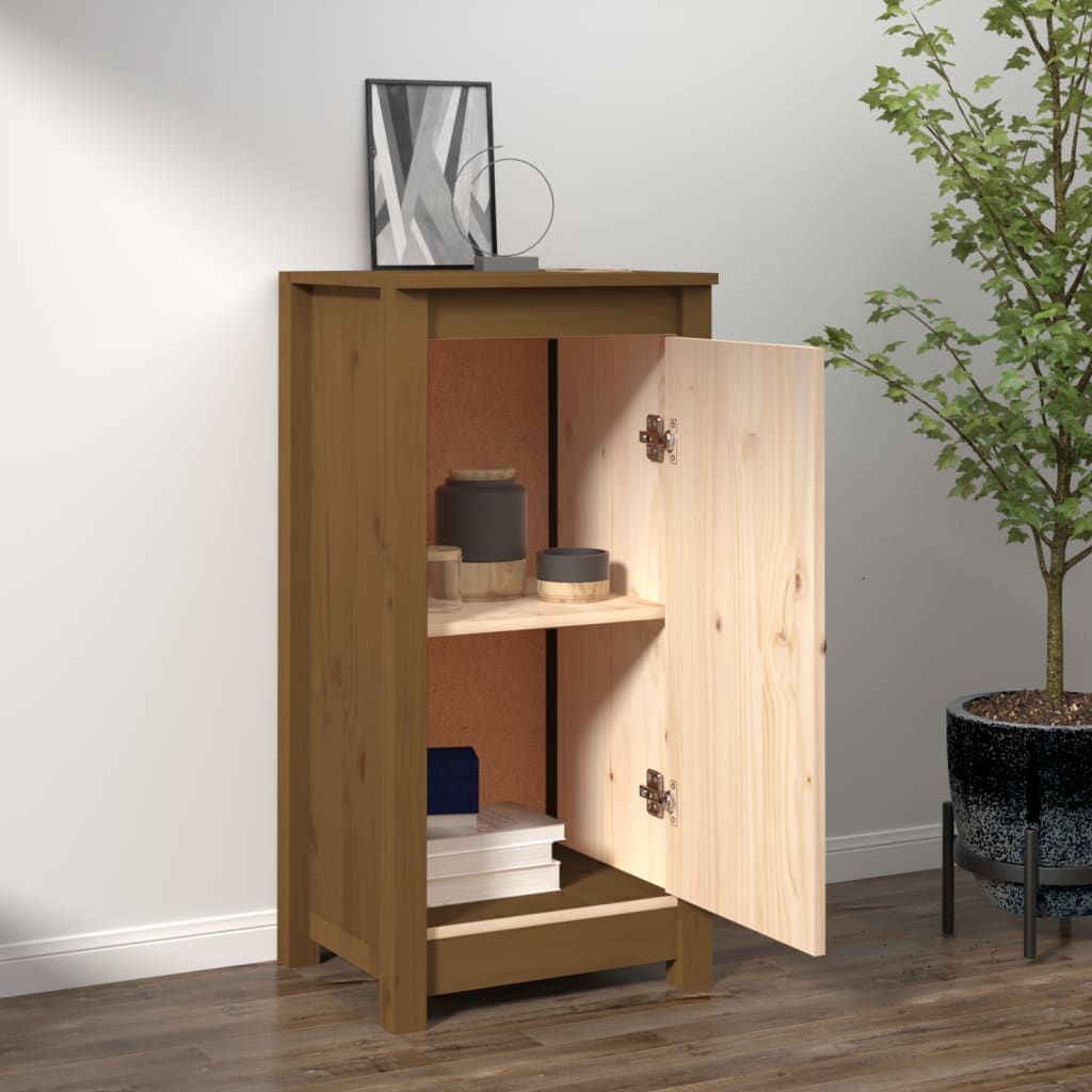 Aparador De Madera Maciza De Pino Marrón Miel 39x35x80 Cm / Vetonek_4