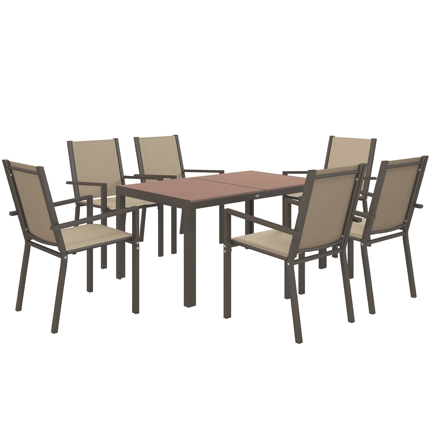 Outsunny Conjunto De Comedor De Exterior De 7 Piezas Con Sillas Apilables Marrón_0