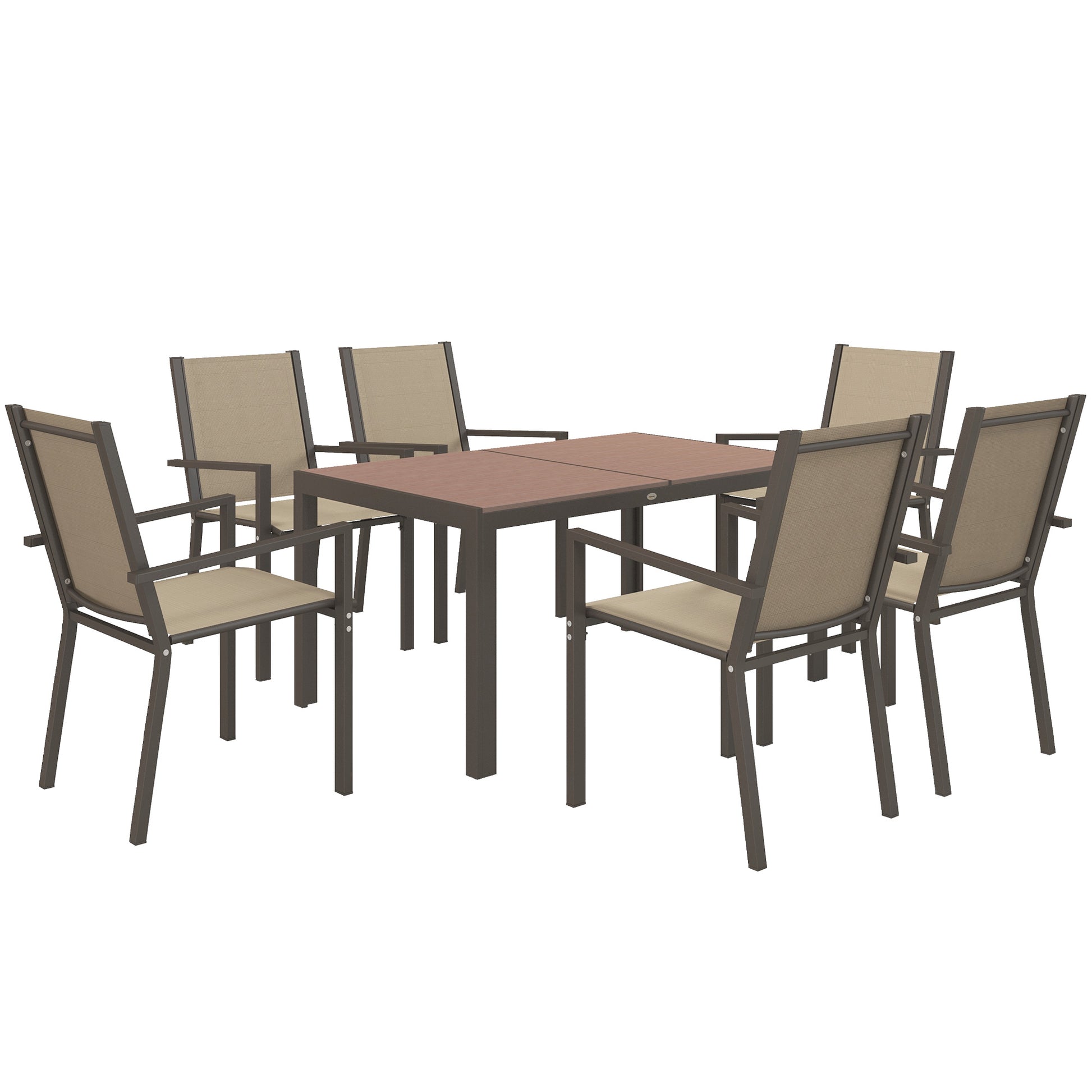 Outsunny Conjunto De Comedor De Exterior De 7 Piezas Con Sillas Apilables Marrón_0