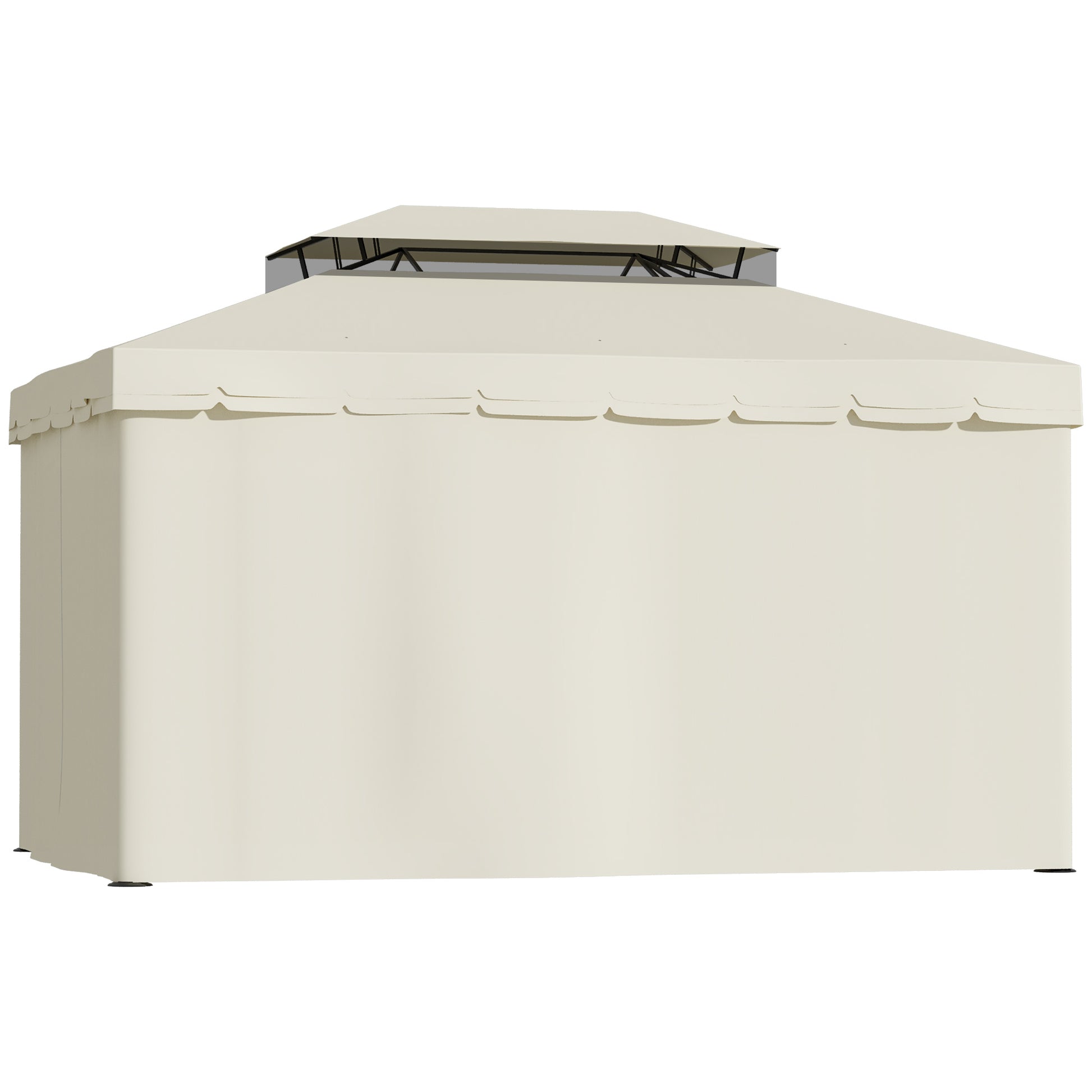 Outsunny Cenador De Jardín 4x3 M Con Doble Techo 4 Cortinas 4 Mosquiteras Crema_3