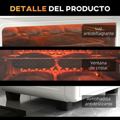 Homcom Horno Eléctrico Multifunción De Sobremesa 13l 1200w Blanco_3