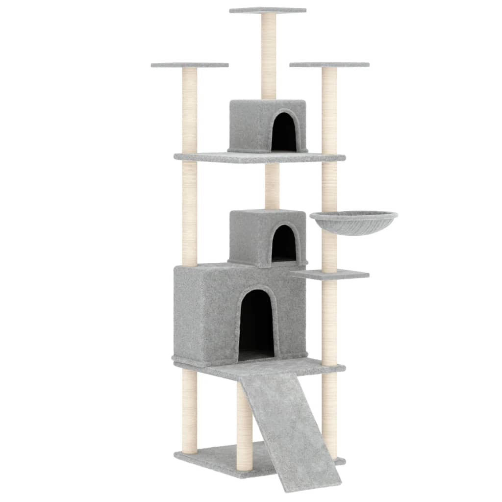Rascador Para Gatos Con Postes De Sisal Gris Claro 175 Cm_0