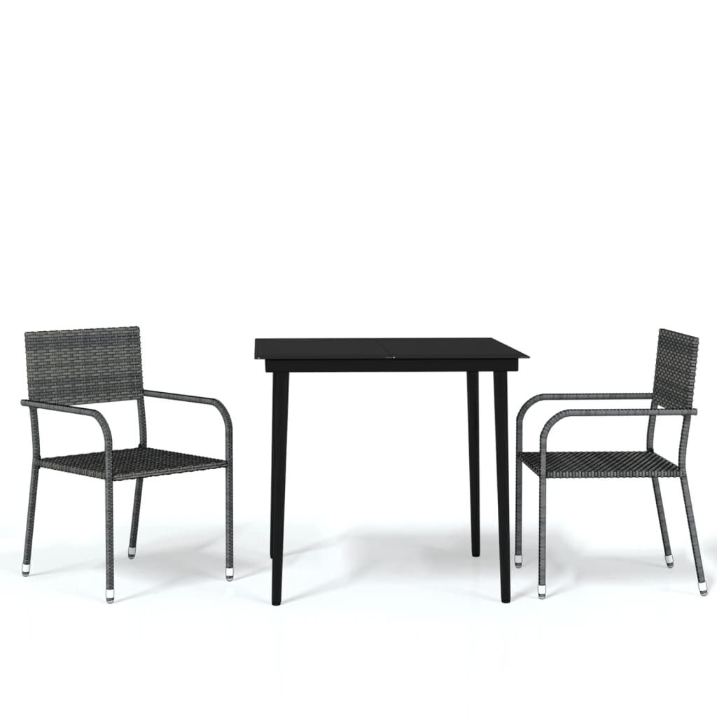 Vidaxl Juego De Comedor Para Jardín 3 Piezas Gris_0
