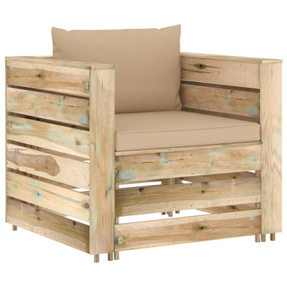 Muebles De Jardín 2 Pzas Con Cojines Madera Impregnada Verde / Vetonek_1