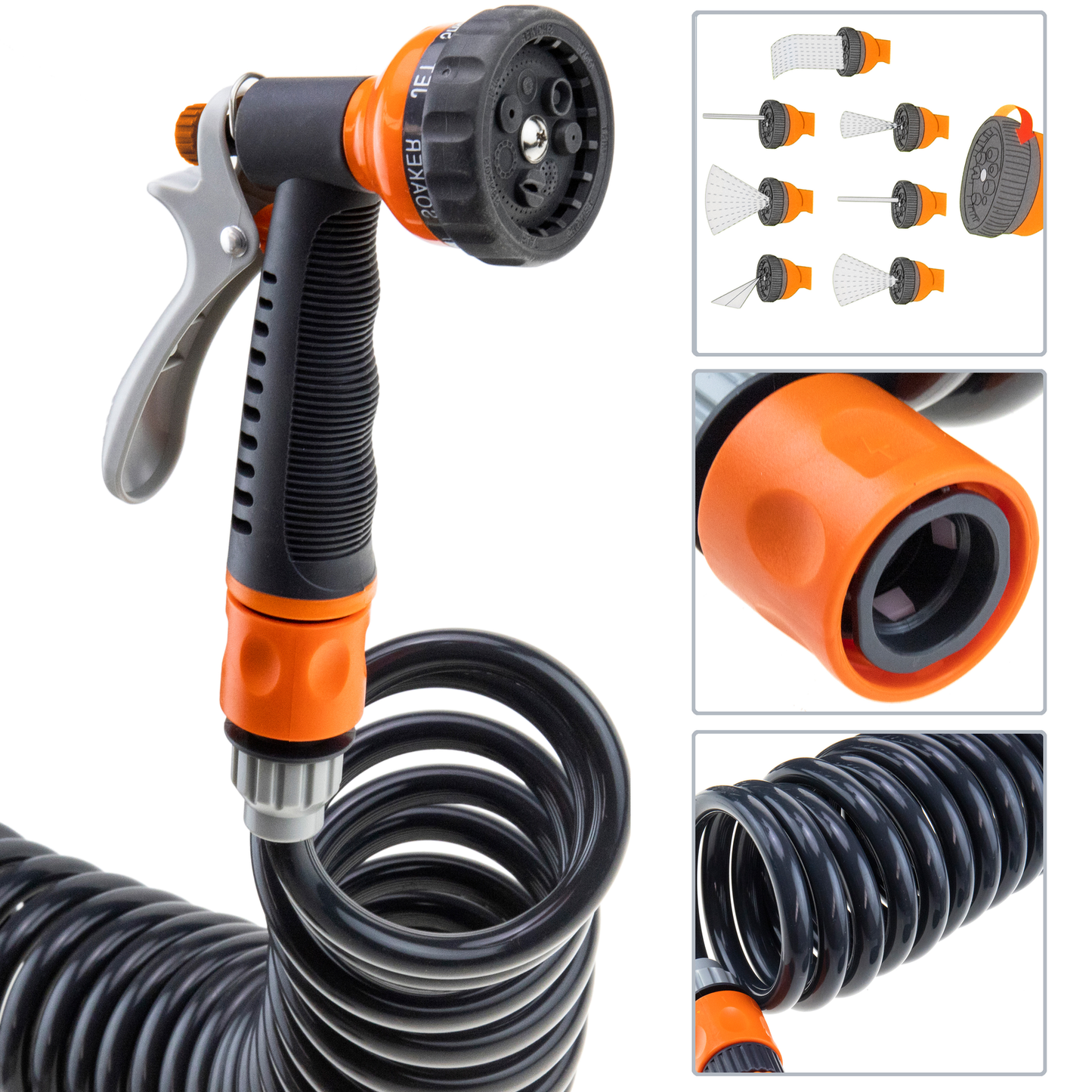 Kit Manguera Jardín Espiral 15 M 3/8 9 Mm 7 Modos De Rociado_2