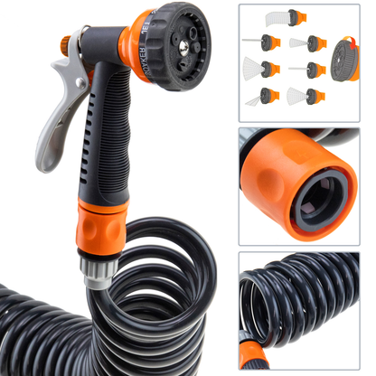 Kit Manguera Jardín Espiral 15 M 3/8 9 Mm 7 Modos De Rociado_2
