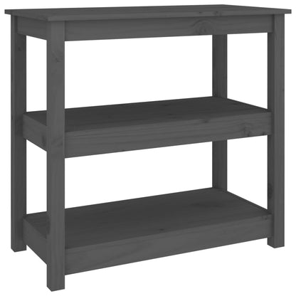 Mesa Consola De Madera Maciza De Pino Gris 80x40x74 Cm_0