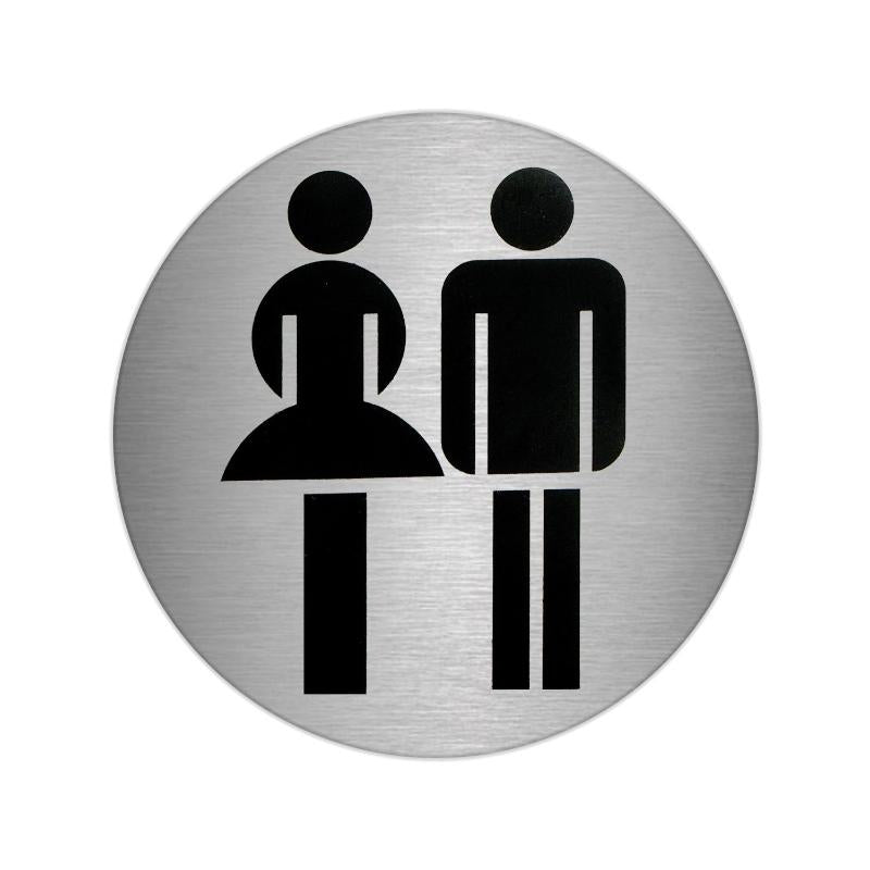 Placa Adhesiva Baño Mujer / Hombre Acero Inoxidable Ø 7 Cm._0