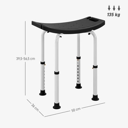 Homcom Taburete De Ducha Con Altura Regulable Y Patas Antideslizantes Negro_2