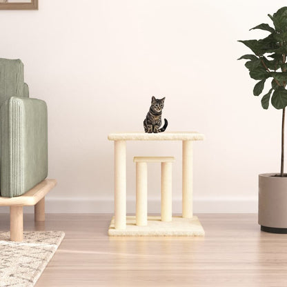 Vidaxl Postes Rascadores Para Gatos Con Plataformas Crema 50 Cm_1