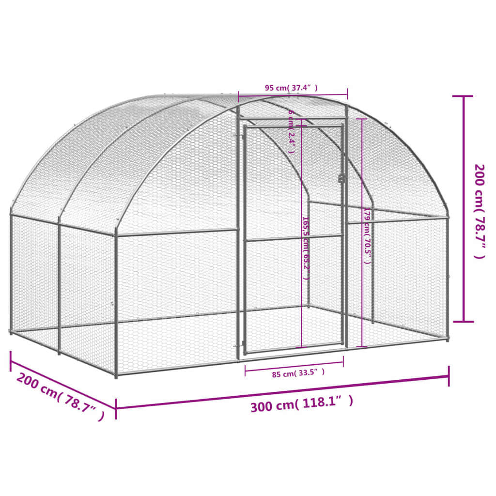 Vidaxl Gallinero De Exterior De Acero Galvanizado 3x2x2 M_2
