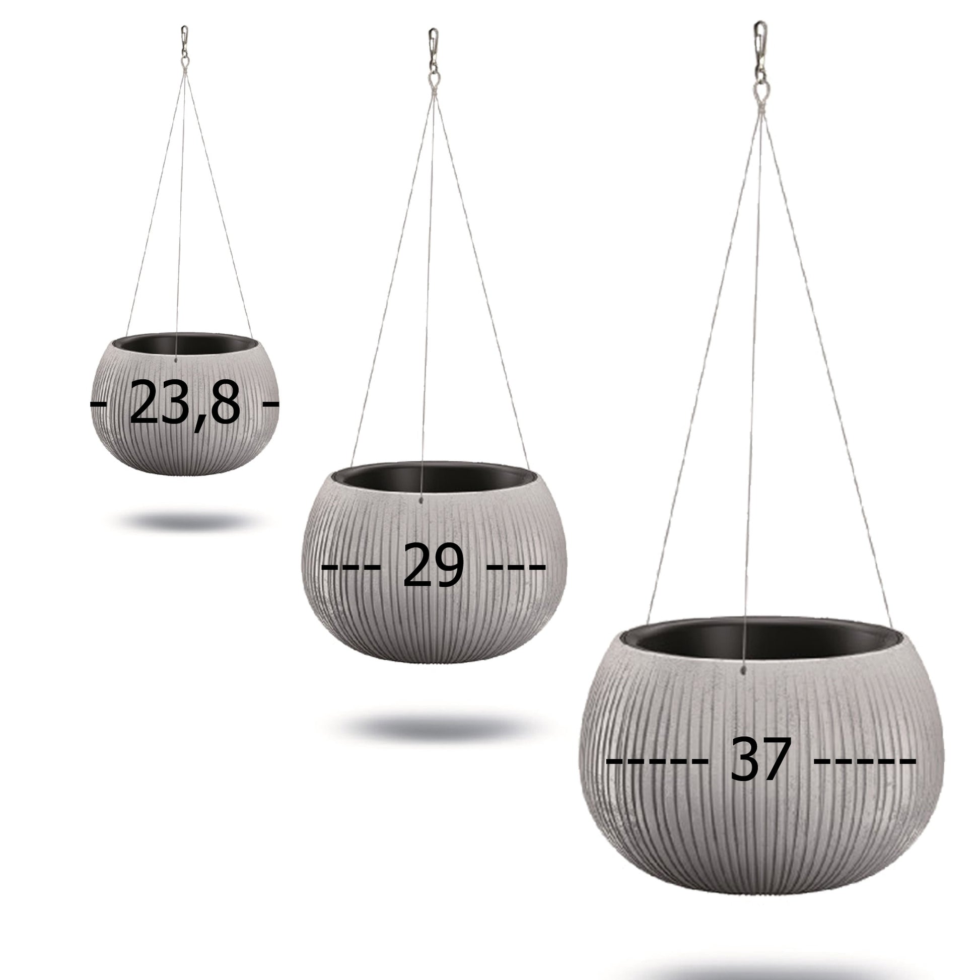 Pack 3 Macetas Prosperplast Beton Bowl Ws De Plástico Con Depósito En Color Cemento_1