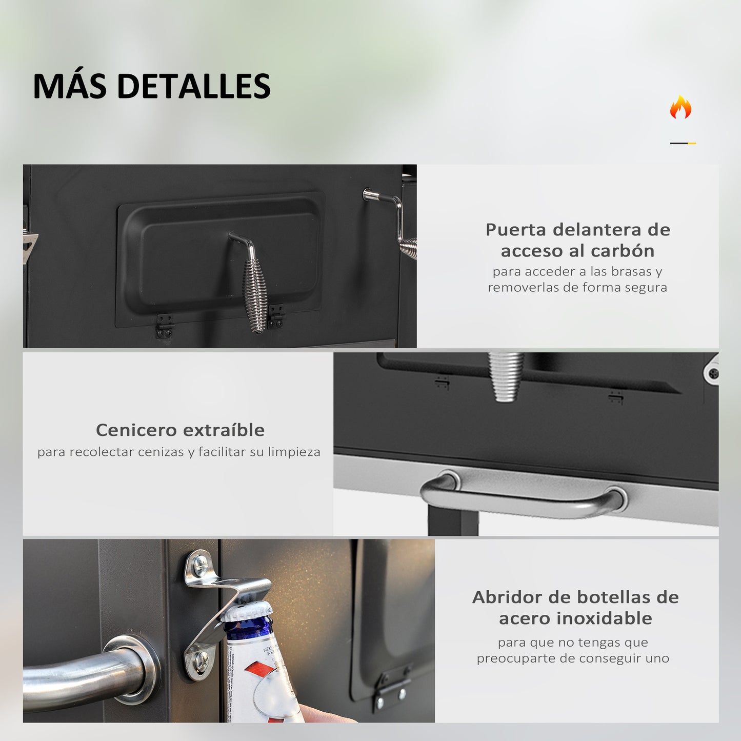 Outsunny Barbacoa De Carbón Con Ruedas Barbacoa Con Tapa 113x65x108 Cm Negro_5