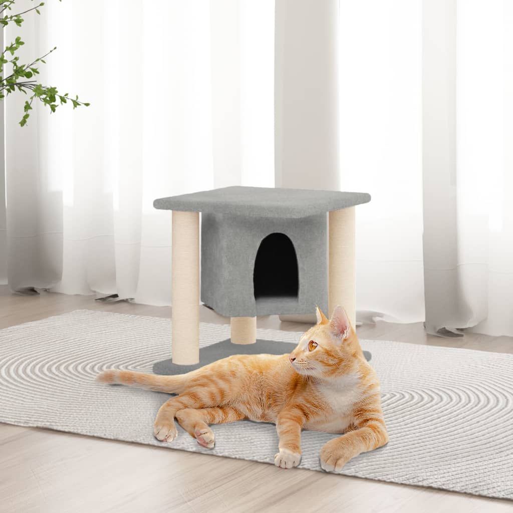 Rascador Para Gatos Con Postes De Sisal Gris Claro 37 Cm_1