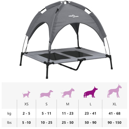 Cama Para Perros Con Dosel Antracita Tela Oxford Y Acero / Vetonek_2