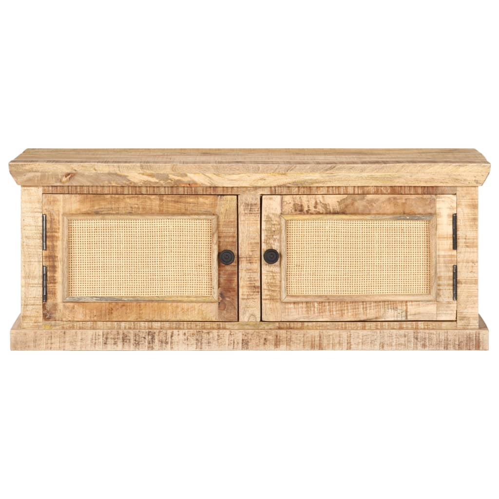 Mesa De Centro Madera Maciza De Mango Caña Natural 90x50x35 Cm_1
