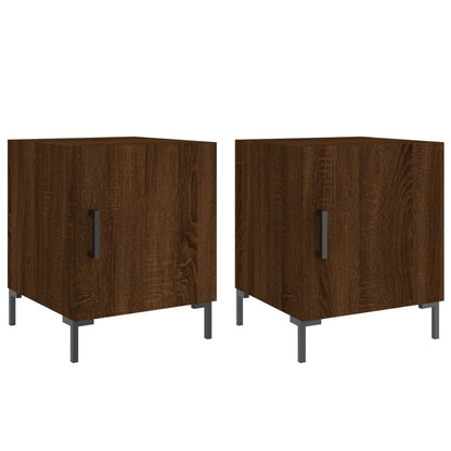 Mesitas Noche 2 Uds Madera Ingeniería Marrón Roble 40x40x50 Cm_0