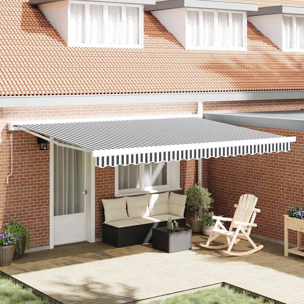 Toldo Retráctil Aluminio Y Tela Gris Antracita Y Blanco 4,5x3 M_1