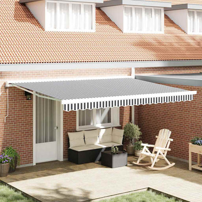 Toldo Retráctil Aluminio Y Tela Gris Antracita Y Blanco 4,5x3 M_2