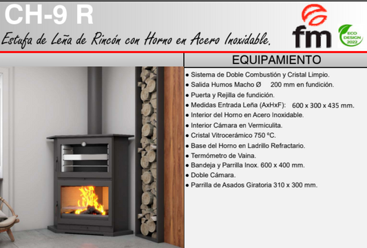 BRICOSOL Estufa Leña Rincón con Horno FM Modelo CH-9 R_0