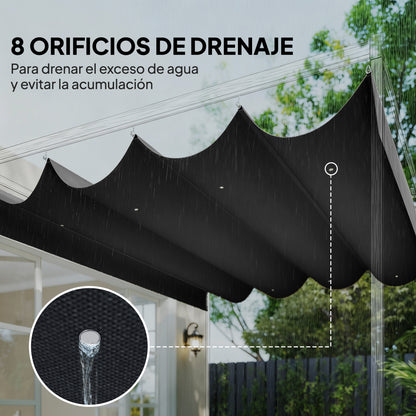Outsunny Techo De Pérgola Retráctil 4x3,5 M Para Marco De Pérgola De 4x3 M_5