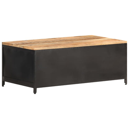 Mesa De Centro De Madera Maciza De Mango Rugosa 90x50x37 Cm_2